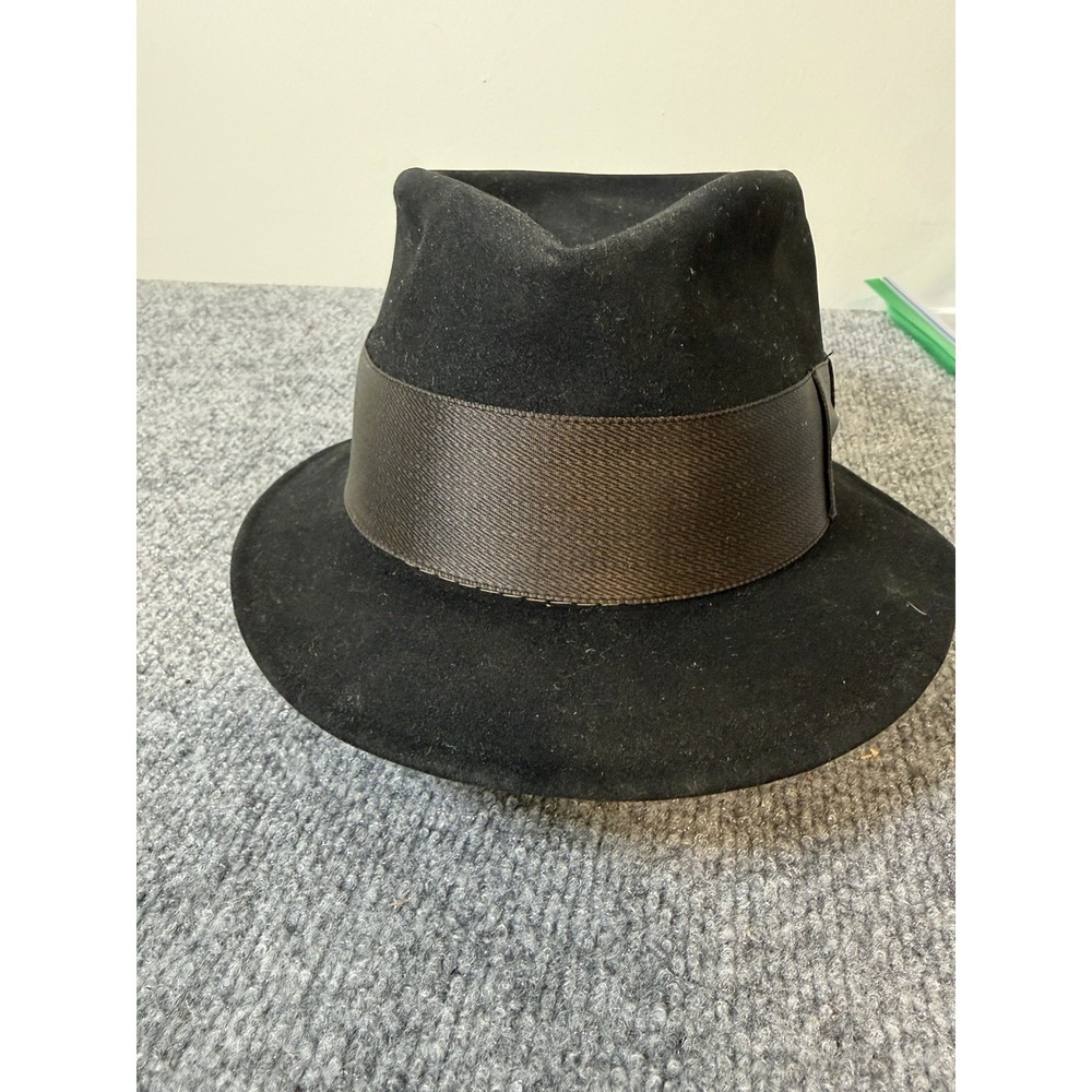 Vintage Resistol Self-Conforming Black Felt Fedora Hat Extra Long Oval 1950s 60s